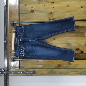 Fleur De Lis Blue Jeans Cropped
